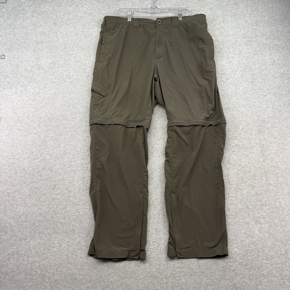 ExOfficio‎ Mens 36x32 Convertible Cargo Hiking Pants Brown Nylon Zip Off Shorts